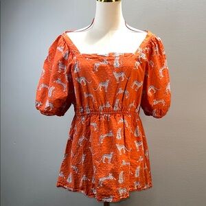 MICHELLE MCDOWELL Orange cheetah Print Women's Top.                   order (36)